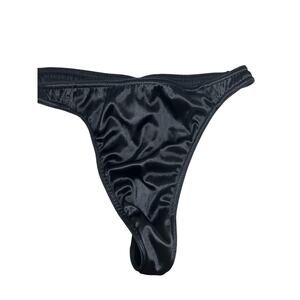 Vintage Victorias Secret Second Skin Black High Cut Thong Size M